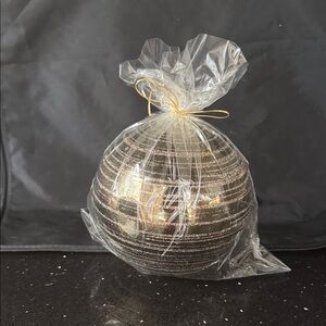 Striped Gold and Silver Candle Holder